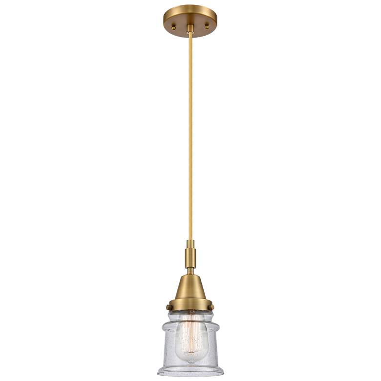 Image 1 Downtown Caden Canton 5"W Cord Brass Mini Pendant w/ Seedy Shade