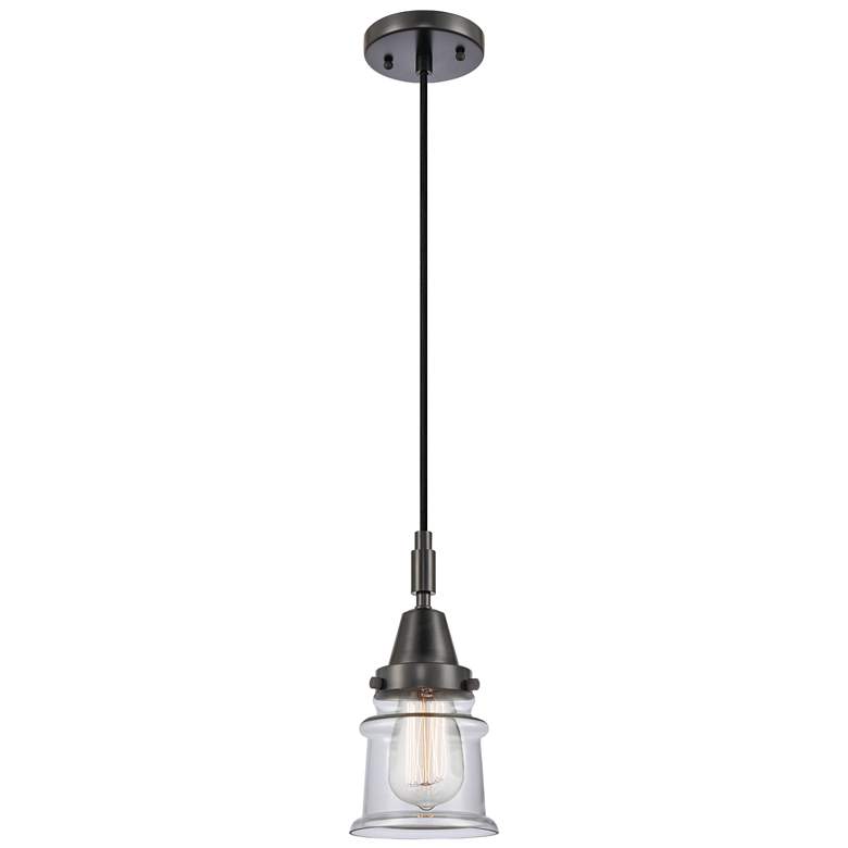 Image 1 Downtown Caden Canton 5"W Cord Matte Black Mini Pendant w/ Clear Shade