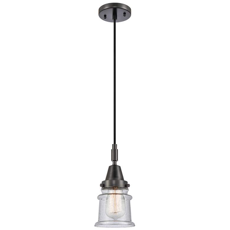 Image 1 Downtown Caden Canton 5"W Cord Matte Black Mini Pendant w/ Seedy Shade