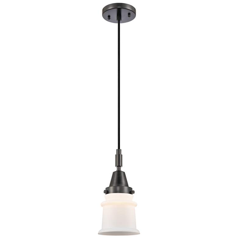 Image 1 Downtown Caden Canton 5"W Cord Matte Black Mini Pendant w/ White Shade