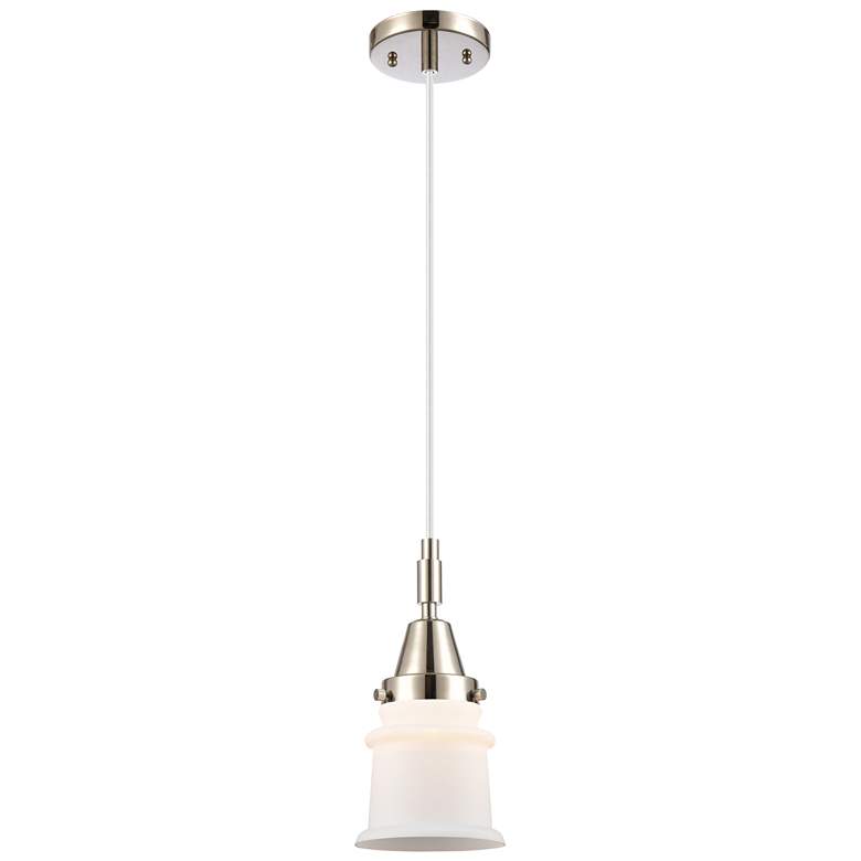 Image 1 Downtown Caden Canton 5"W Cord Nickel Mini Pendant w/ White Shade
