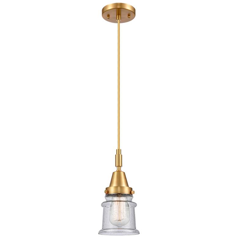 Image 1 Downtown Caden Canton 5"W Cord Satin Gold Mini Pendant w/ Seedy Shade