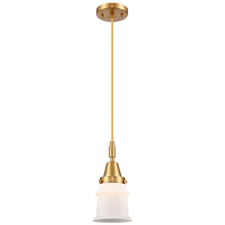 Image 1 Downtown Caden Canton 5"W Cord Satin Gold Mini Pendant w/ White Shade