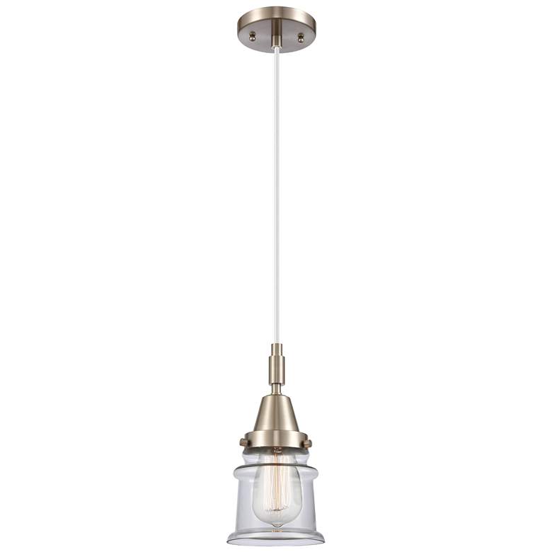 Image 1 Downtown Caden Canton 5"W Cord Satin Nickel Pendant w/ Clear Shade
