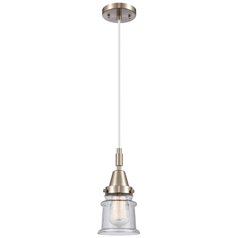 Image 1 Downtown Caden Canton 5"W Cord Satin Nickel Pendant w/ Seedy Shade