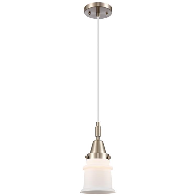 Image 1 Downtown Caden Canton 5"W Cord Satin Nickel Pendant w/ White Shade