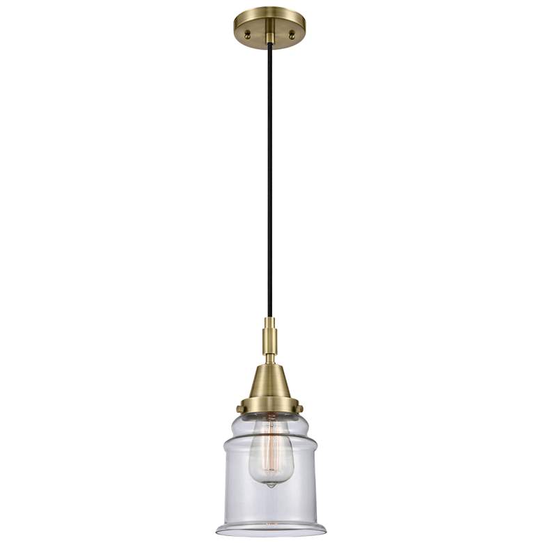 Image 1 Downtown Caden Canton 6"W Cord Antique Brass Pendant w/ Clear Shade