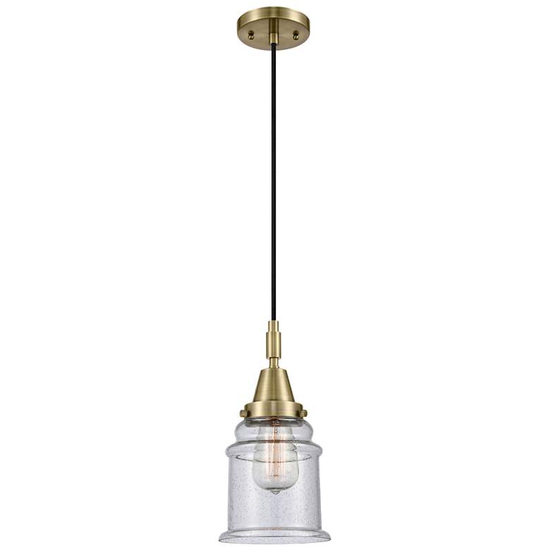 Image 1 Downtown Caden Canton 6"W Cord Antique Brass Pendant w/ Seedy Shade