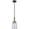 Downtown Caden Canton 6"W Cord Black Brass Mini Pendant w/ Clear Shade