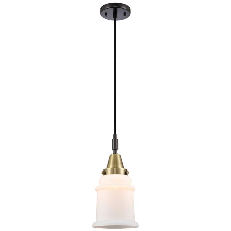 Image 1 Downtown Caden Canton 6"W Cord Black Brass Mini Pendant w/ White Shade