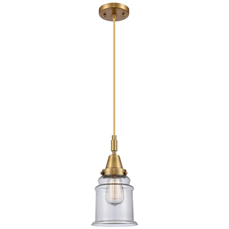Image 1 Downtown Caden Canton 6"W Cord Brass Mini Pendant w/ Clear Shade