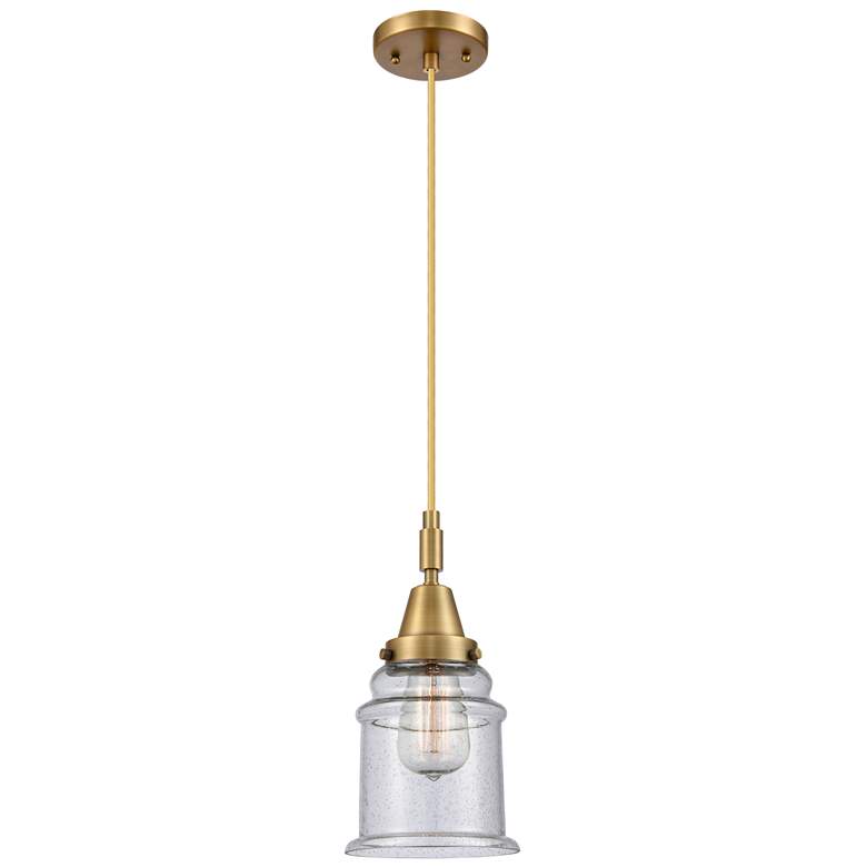 Image 1 Downtown Caden Canton 6"W Cord Brass Mini Pendant w/ Seedy Shade