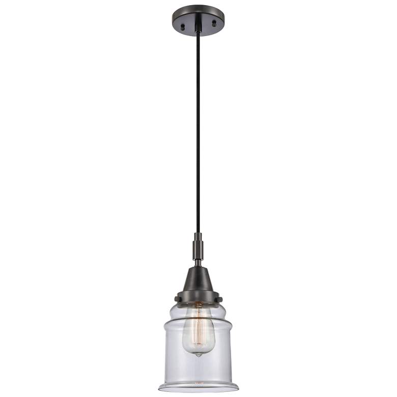 Image 1 Downtown Caden Canton 6"W Cord Matte Black Mini Pendant w/ Clear Shade