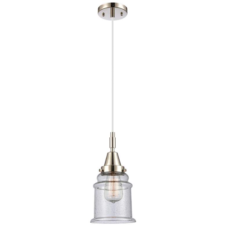 Image 1 Downtown Caden Canton 6"W Cord Nickel Mini Pendant w/ Seedy Shade