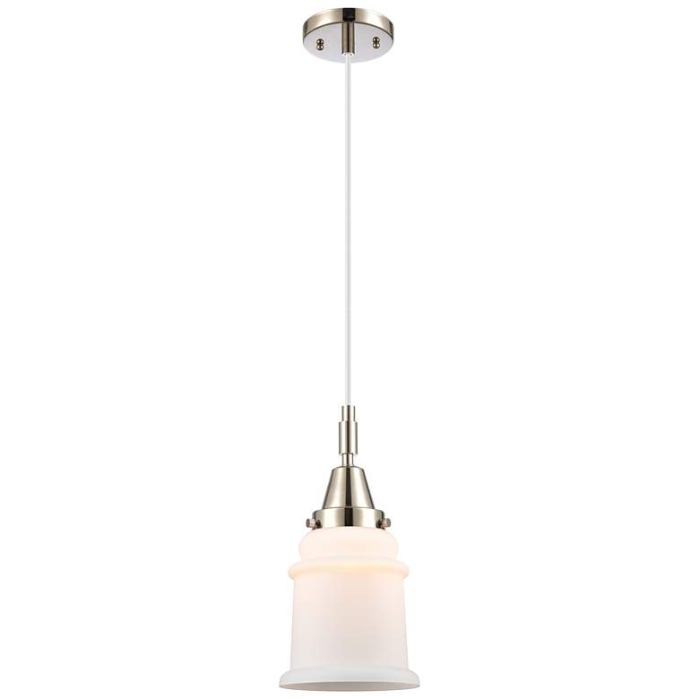 Image 1 Downtown Caden Canton 6"W Cord Nickel Mini Pendant w/ White Shade