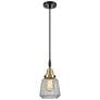 1_Downtown Caden Chatham 7"W Cord Black Brass Pendant w/ Clear Shade