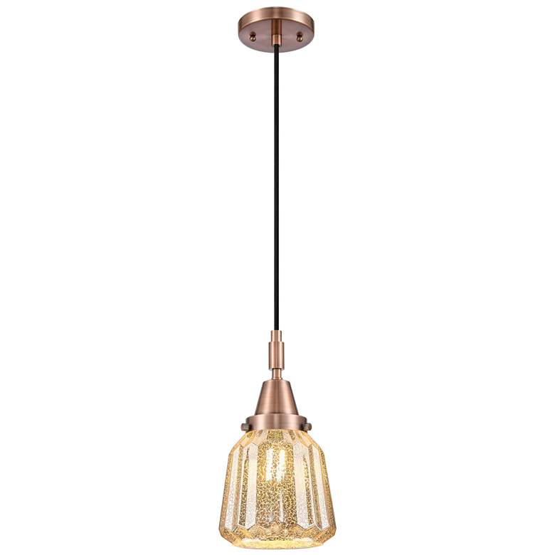Image 1 Downtown Caden Chatham 7"W Cord Copper Mini Pendant w/ Mercury Shade