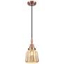 1_Downtown Caden Chatham 7"W Cord Copper Mini Pendant w/ Mercury Shade