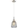 1_Downtown Caden Chatham 7"W Cord Nickel Mini Pendant w/ Clear Shade