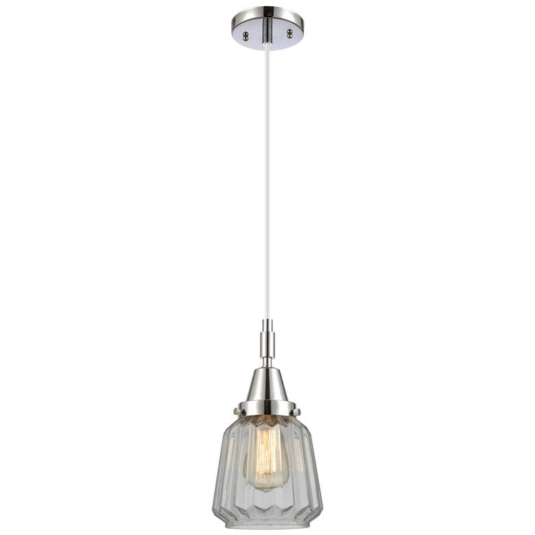 Image 1 Downtown Caden Chatham 7"W Cord Polished Chrome Pendant w/ Clear Shade