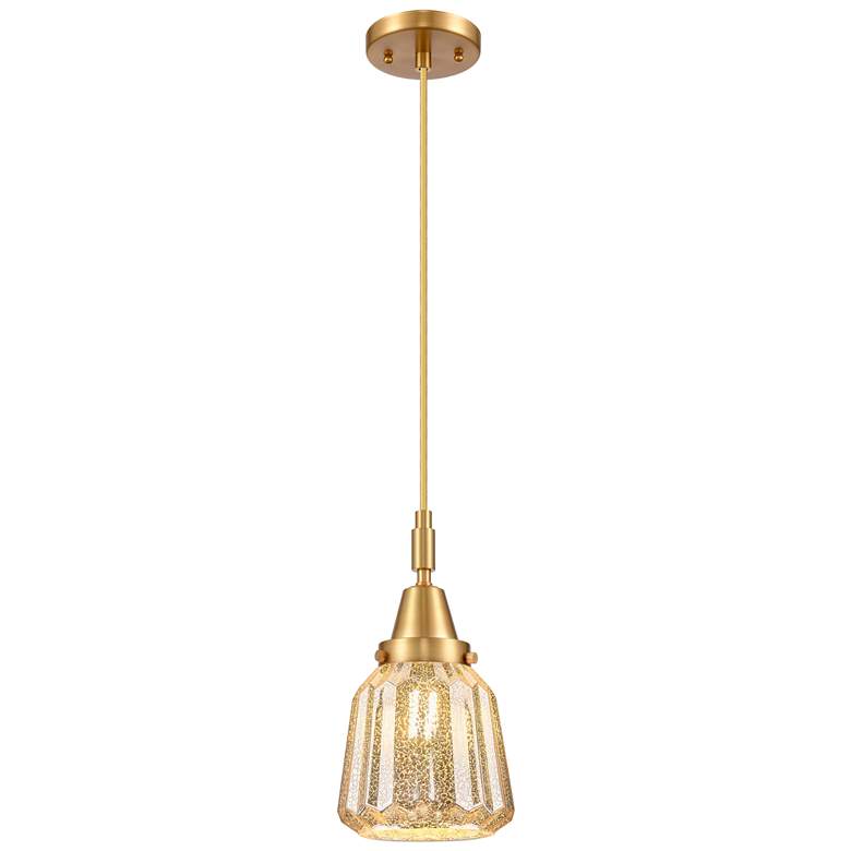 Image 1 Downtown Caden Chatham 7"W Cord Satin Gold Pendant w/ Mercury Shade