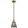 Downtown Caden Cone 6"W Cord Antique Brass Pendant w/ Light Smoke Shade