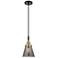 Downtown Caden Cone 6"W Cord Black Brass Pendant w/ Light Smoke Shade