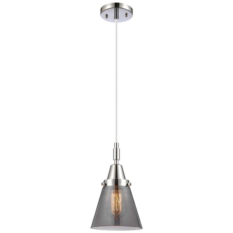 Image 1 Downtown Caden Cone 6"W Cord Chrome Pendant w/ Light Smoke Shade