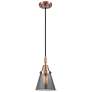 1_Downtown Caden Cone 6"W Cord Copper Mini Pendant w/ Light Smoke Shade