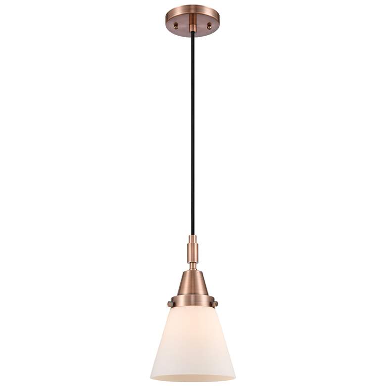 Image 1 Downtown Caden Cone 6"W Cord Copper Mini Pendant w/ White Shade