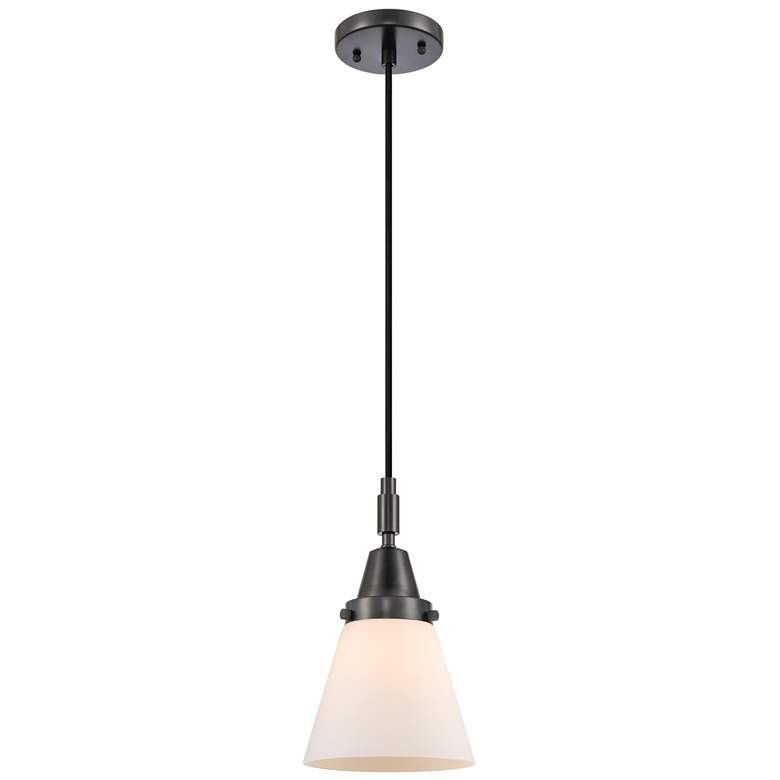 Image 1 Downtown Caden Cone 6"W Cord Matte Black Mini Pendant w/ White Shade
