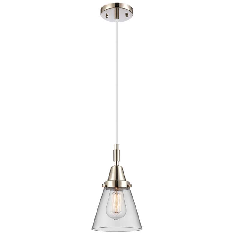 Image 1 Downtown Caden Cone 6"W Cord Nickel Mini Pendant w/ Clear Shade