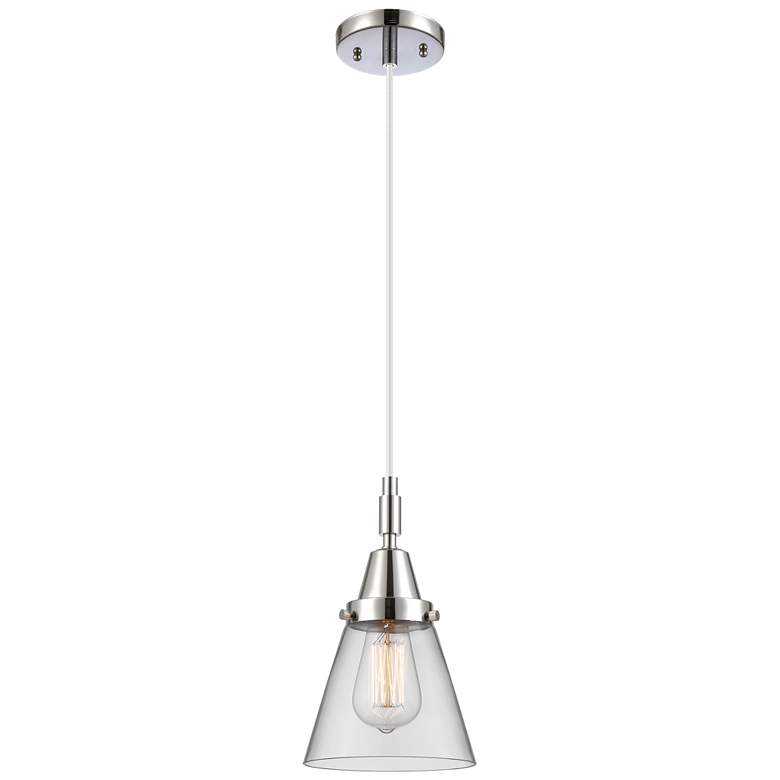 Image 1 Downtown Caden Cone 6"W Cord Polished Chrome Pendant w/ Clear Shade