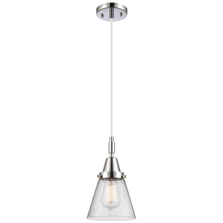 Image 1 Downtown Caden Cone 6"W Cord Polished Chrome Pendant w/ Seedy Shade