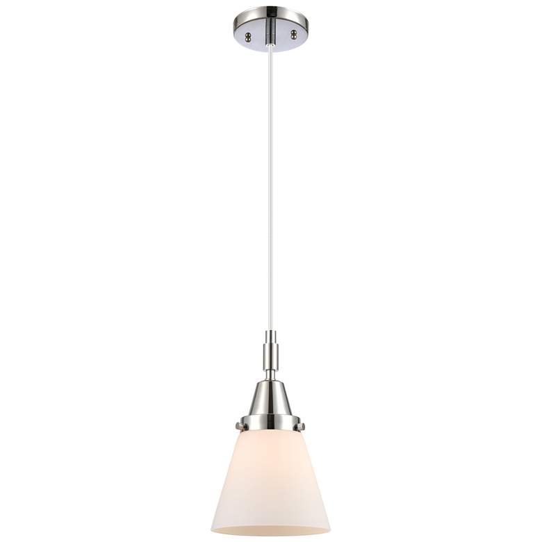 Image 1 Downtown Caden Cone 6"W Cord Polished Chrome Pendant w/ White Shade