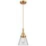 1_Downtown Caden Cone 6"W Cord Satin Gold Mini Pendant w/ Clear Shade