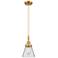 Downtown Caden Cone 6"W Cord Satin Gold Mini Pendant w/ Clear Shade