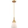 1_Downtown Caden Cone 6"W Cord Satin Gold Mini Pendant w/ White Shade
