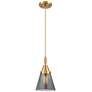 1_Downtown Caden Cone 6"W Cord Satin Gold Pendant w/ Light Smoke Shade