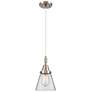 1_Downtown Caden Cone 6"W Cord Satin Nickel Mini Pendant w/ Clear Shade