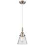 1_Downtown Caden Cone 6"W Cord Satin Nickel Mini Pendant w/ Seedy Shade