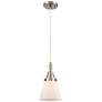 1_Downtown Caden Cone 6"W Cord Satin Nickel Mini Pendant w/ White Shade