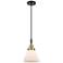 Downtown Caden Cone 8"W Cord Black Brass Mini Pendant w/ White Shade