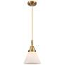 Downtown Caden Cone 8"W Cord Brushed Brass Mini Pendant w/ White Shade