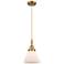 Downtown Caden Cone 8"W Cord Brushed Brass Mini Pendant w/ White Shade