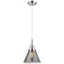 1_Downtown Caden Cone 8"W Cord Chrome Pendant w/ Light Smoke Shade
