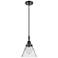 Downtown Caden Cone 8"W Cord Matte Black Mini Pendant w/ Clear Shade