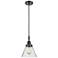 Downtown Caden Cone 8"W Cord Matte Black Mini Pendant w/ Seedy Shade