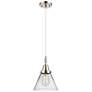 1_Downtown Caden Cone 8"W Cord Nickel Mini Pendant w/ Clear Shade
