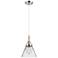 Downtown Caden Cone 8"W Cord Nickel Mini Pendant w/ Clear Shade